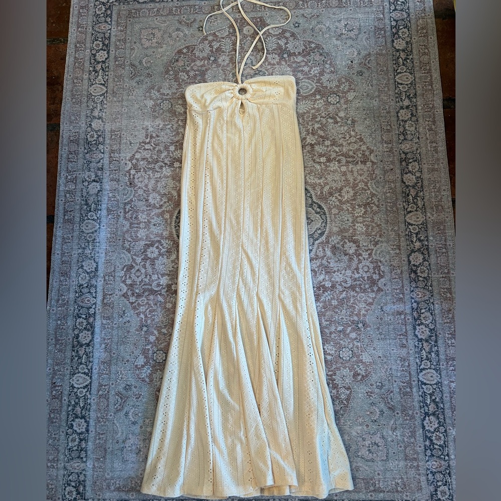 Elegant Cream/ yellow Maxi Dress